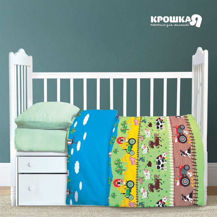 Детское постельное бельё "Крошка Я" В гостях у бабушки 147х112 см,60х120 см,пр. рез.,40х60 см - 1шт, 100% хл, сатин