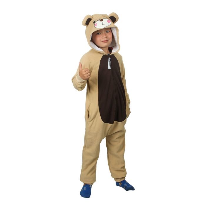 Комбинезон-кигуруми детский "Мишка бежевый", размер 152