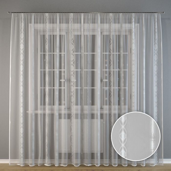 Тюль "Серебряные узоры", 300x275 см, п/э