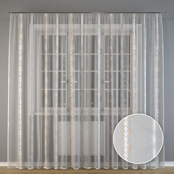 Тюль "Бежевые узоры", 300x275 см, п/э