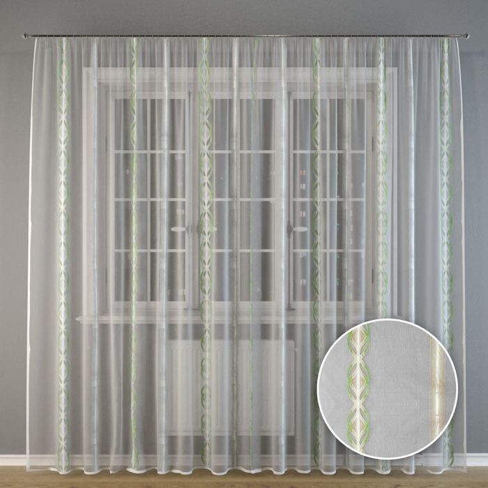 Тюль "Зелёные узоры", 300x275 см, п/э