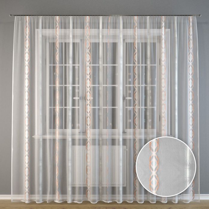 Тюль "Оранжевые узоры", 300x275 см, п/э