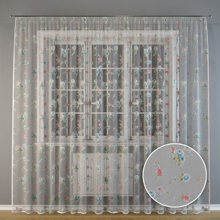 Тюль "Лиловые цветы", 300x275 см, п/э