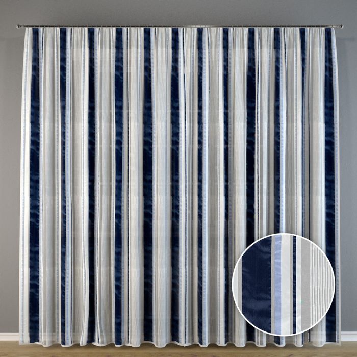 Тюль "Синие полоски", 300x275 см, п/э