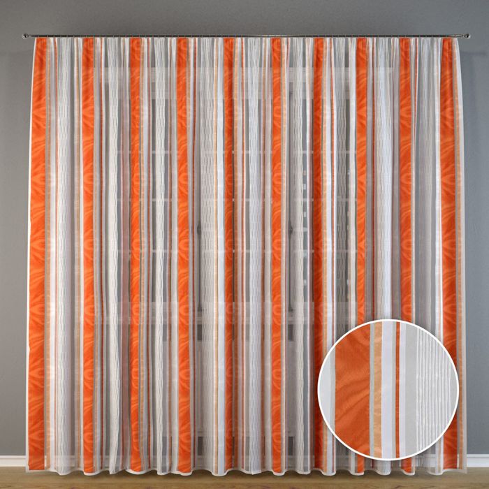 Тюль "Оранжевые полоски", 300x275 см, п/э