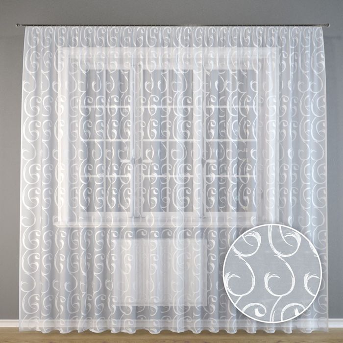 Тюль "Белая вышивка", 300x275 см, п/э