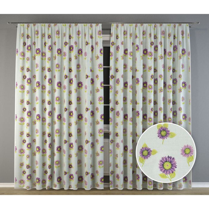 Тюль "Лиловые подсолнухи", 150x275 см, п/э