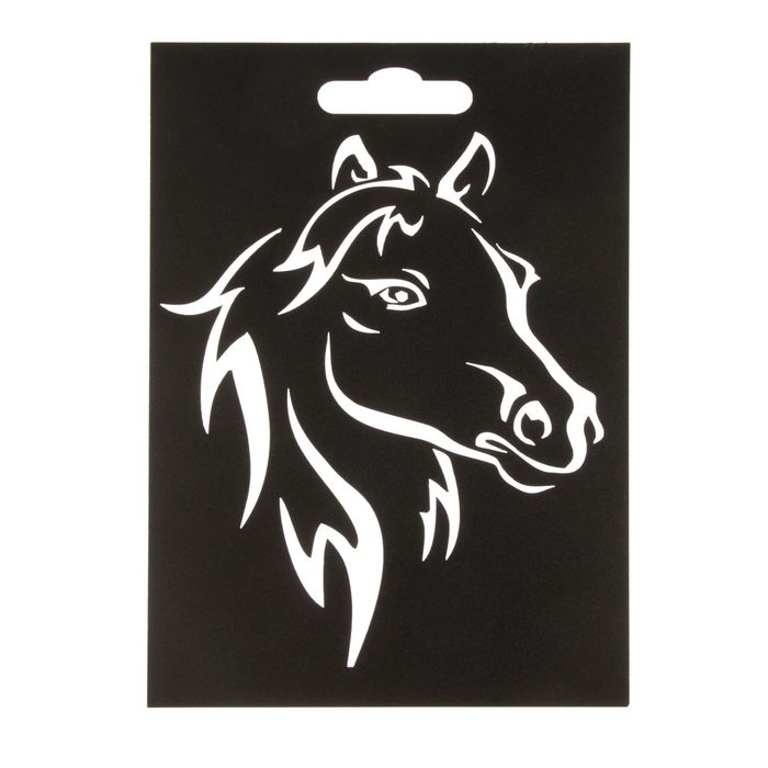 Трафарет пластик "Голова лошади №1" 20х14,5 см