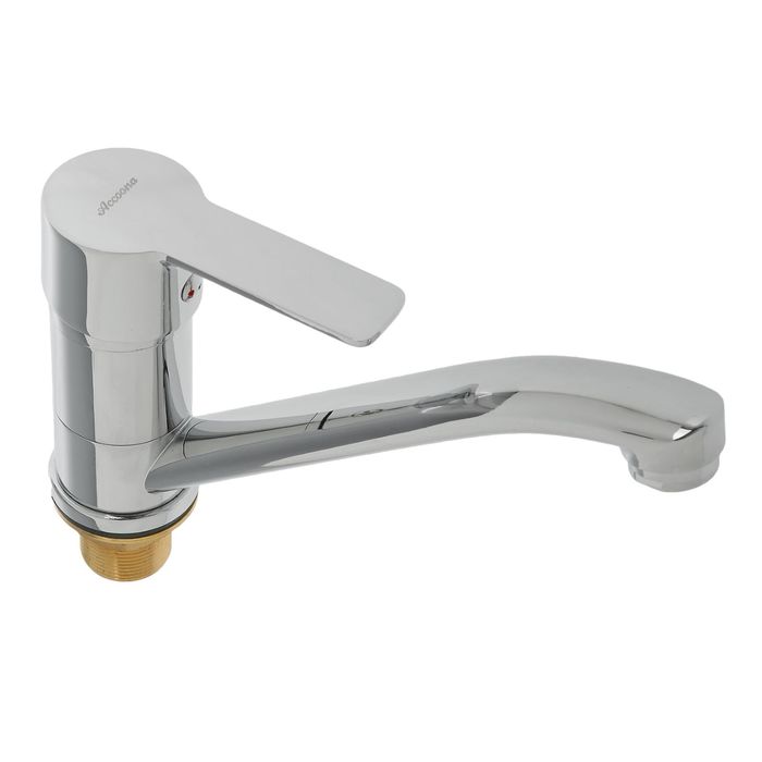 Смеситель для кухни Accoona A4208, однорычажный, с гайкой, гусак короткий, латунь, хром