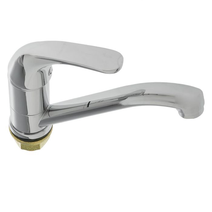 Смеситель для кухни Accoona A4213, однорычажный, с гайкой, гусак короткий, латунь, хром