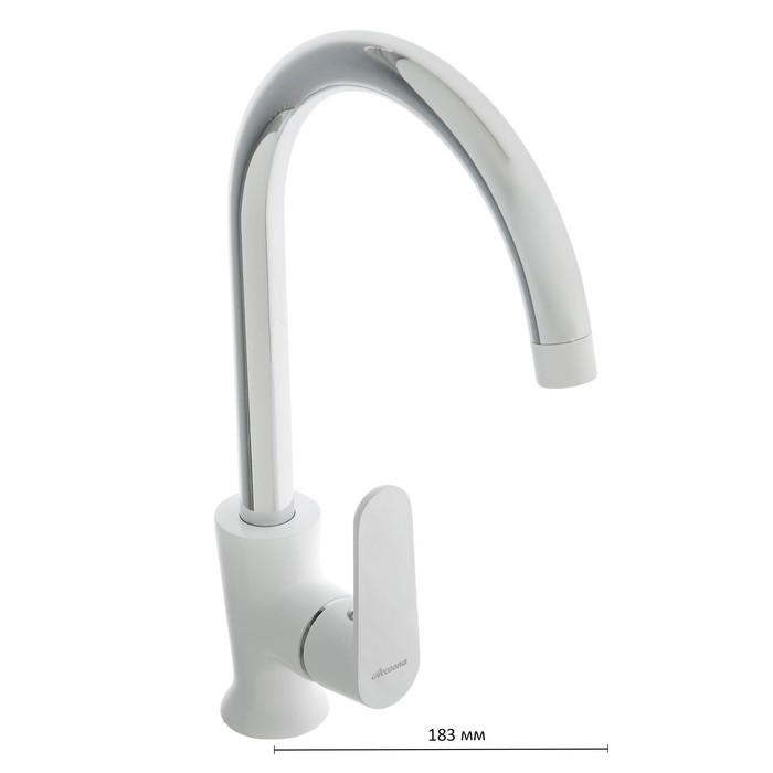 Смеситель для кухни Accoona A4566G, однорычажный, с гайкой, силумин, хром/белый