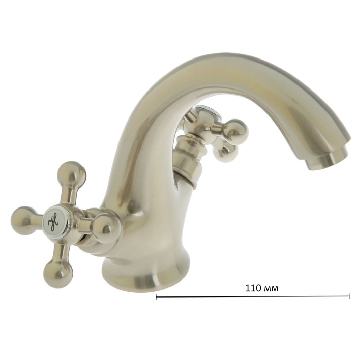 Смеситель для раковины Accoona A9071A, двухрычажный, латунь, цвет сатин