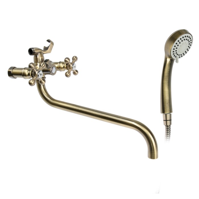 Cмеситель для ванны Accoona A7271C, двухрычажный, с душевым набором, латунь, цвет бронза