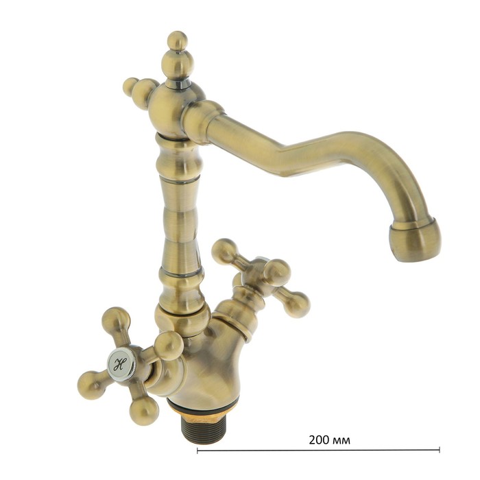 Смеситель для кухни Accoona A4571C, двухрычажный, с гайкой, латунь, цвет бронза