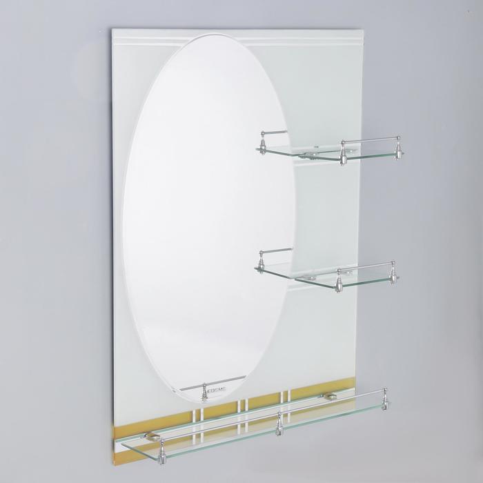Зеркало в ванную комнату двухслойное Ассоona, 80×60 см, A602, 3 полки