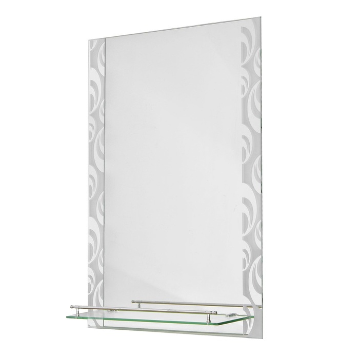 Зеркало в ванную комнату Ассоona A626, 800 х 600 мм, 1 полка, с узором