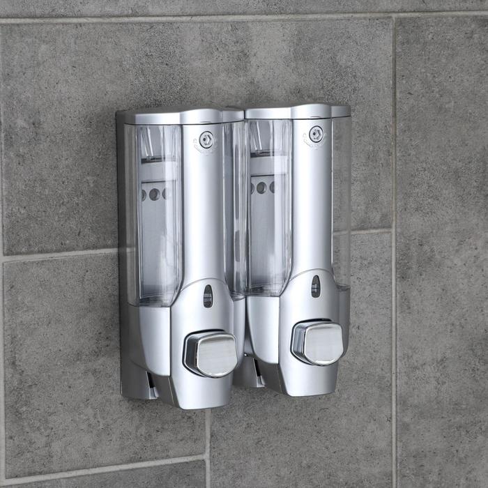 Дозатор для жидкого мыла Accoona A183-2, настенный, двойной, 700 мл, пластик, цвет серый