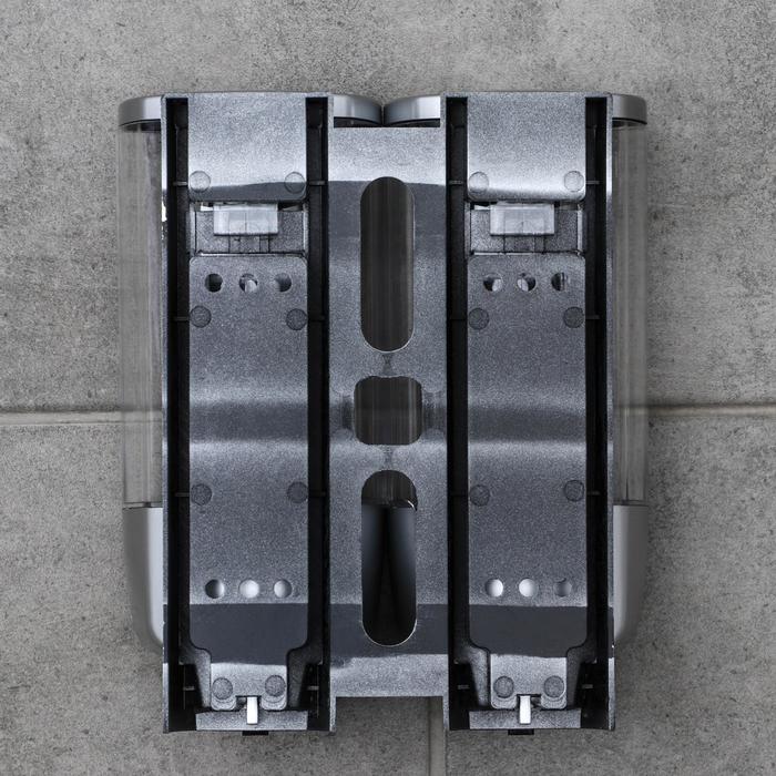 Дозатор для жидкого мыла Accoona A183-2, настенный, двойной, 700 мл, пластик, цвет серый