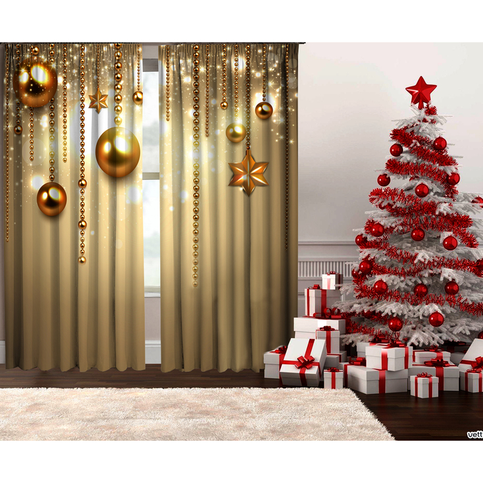 Комплект штор Бусы 145*270 +/-5 см 2 шт, габардин, п/э