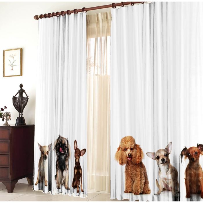 Комплект штор Собачки 145*270 +/-5 см 2 шт, габардин, п/э