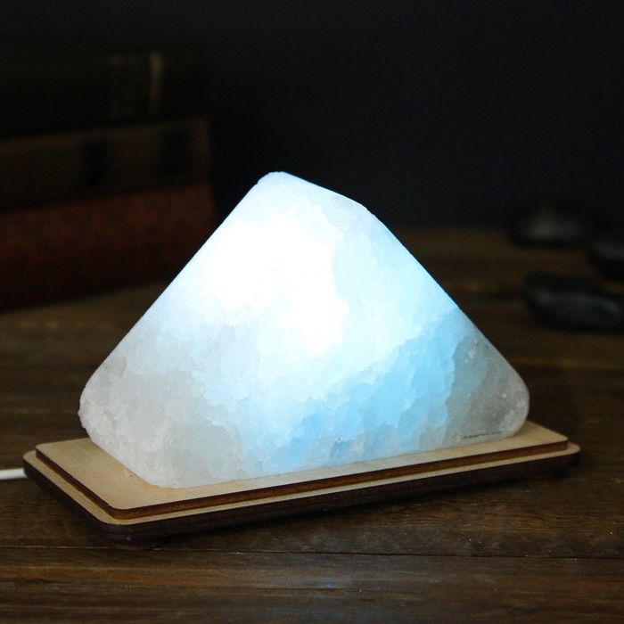 Соляной светильник "Треугольник малый", цветной, синий, цельный кристалл