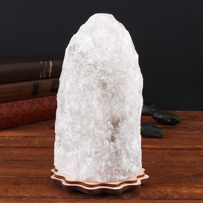 Соляной светильник "Скала", большой d=10 см, h=18 см, цвет синий, цельный кристалл