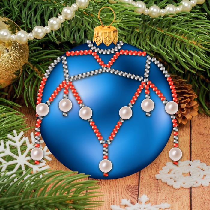 Набор для декорирования бисером "Новогодний шар", синий