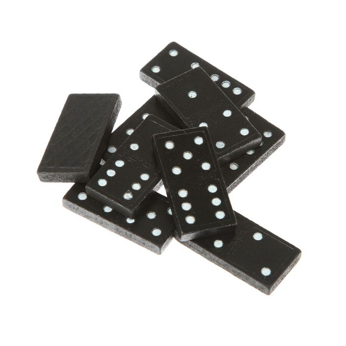 Домино в картонной коробке, 28 фишек дерево, 4,5*2,4*0,5см