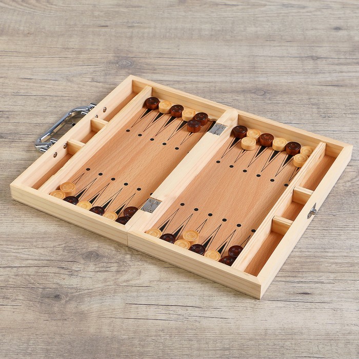 Нарды дерево, 5 кубиков+2 стакана, рисунок витязи, 29*5,5*15см