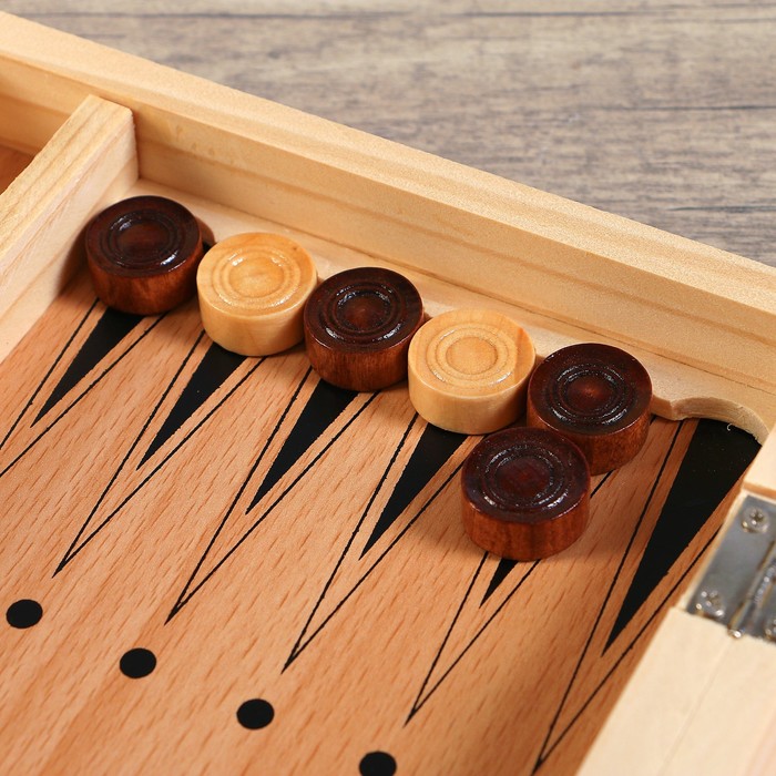 Нарды дерево, 5 кубиков+2 стакана, рисунок витязи, 29*5,5*15см