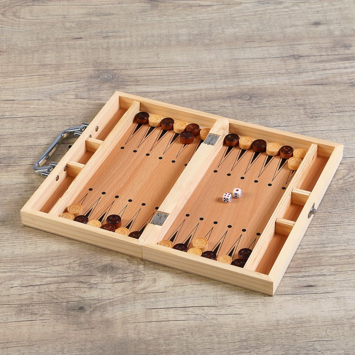 Нарды дерево, 5 кубиков+2 стакана, рисунок витязи, 29*5,5*15см