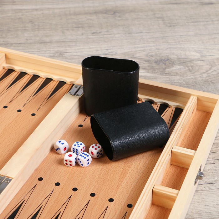 Нарды дерево, 5 кубиков+2 стакана, рисунок витязи, 29*5,5*15см