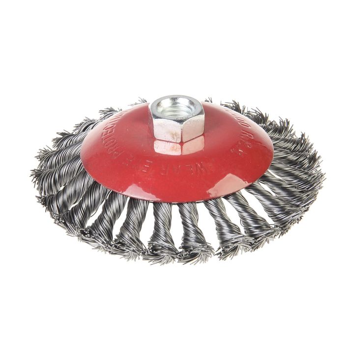 Щетка-крацовка крученная проволока Hobbi, "тарелка" 125мм, присоед. гайка М14