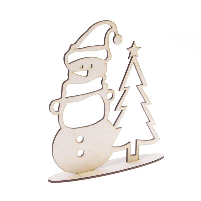 Деревянная заготовка на подставке «Снеговик», 20 × 30 см