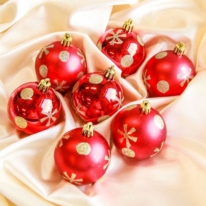 Новогодние шары "Горох" (набор 12 шт.), красные