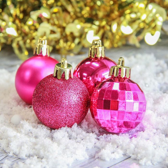 Новогодние шары "Колокольчик" (набор 25 шт.), розовые