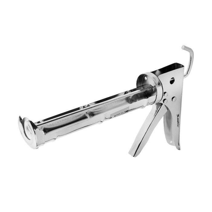 Пистолет для герметика MATRIX, 310 мл, полуоткрытый, зубчатый шток 7 мм, хромированный