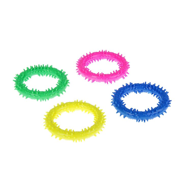 Игрушка жевательная суперпрочная "Круг с шипами", 11,5 см, микс цветов