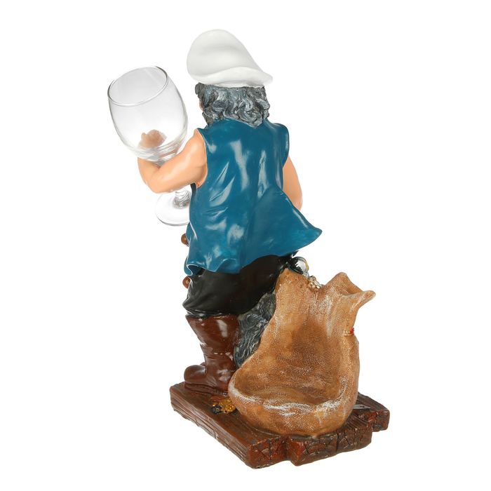 Подставка для бутылки моряк за штурвалом, с бокалом, цвет микс, 18*15*33см