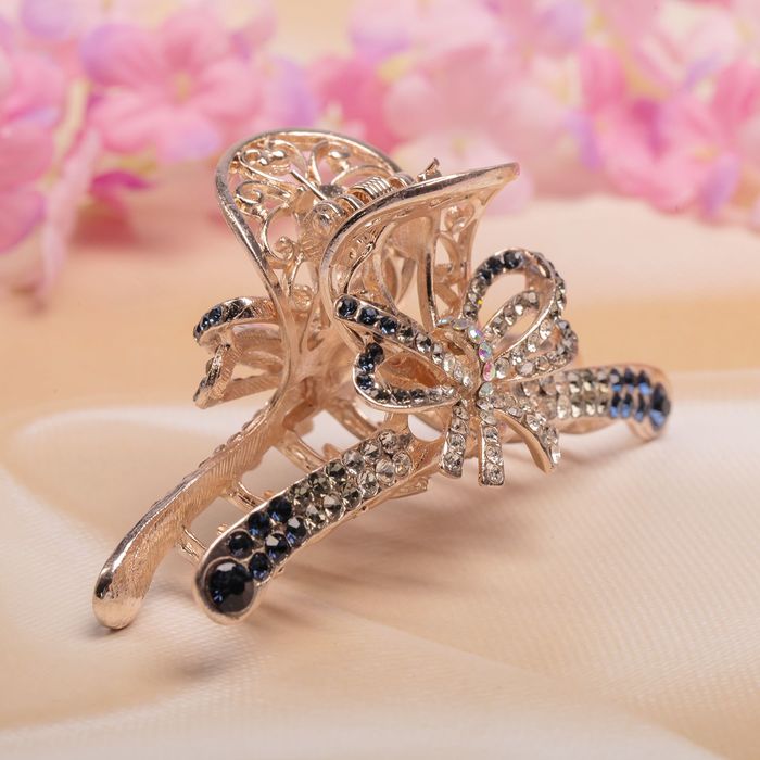 Краб для волос "Терция цветная" 7,5 см бантик кончики