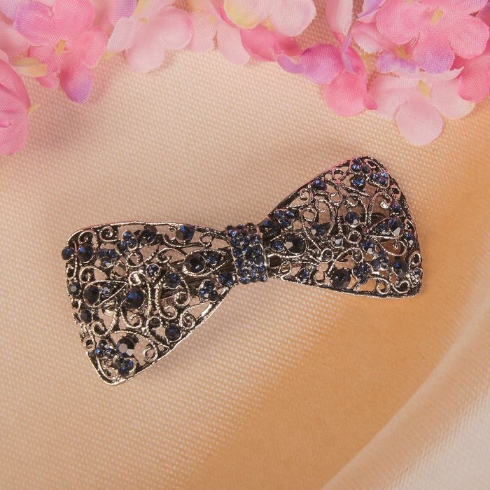 Заколка-автомат "Терция", синяя, бант