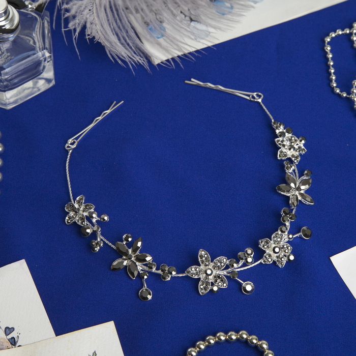 Украшение для волос "Элегия", цветы, кристаллы