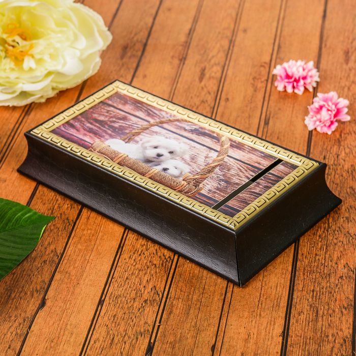 Шкатулка "Щенки" Венге 24х12,5х4,5 см