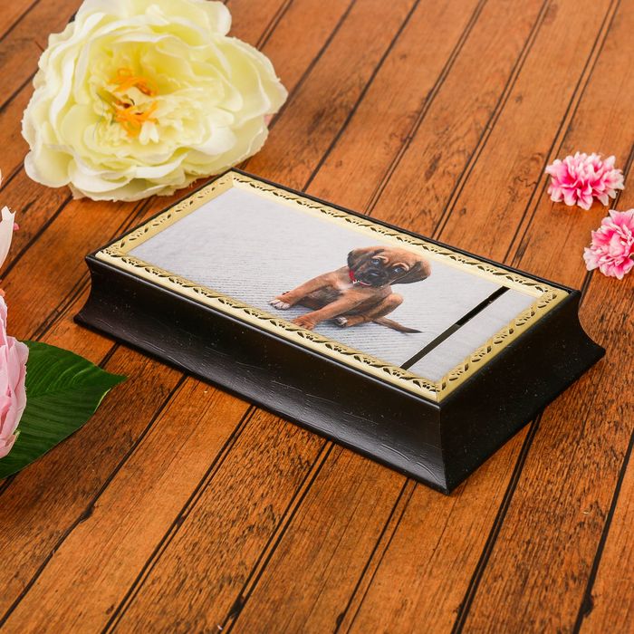 Шкатулка "Щенок сидя" Венге 24х12,5х4,5 см