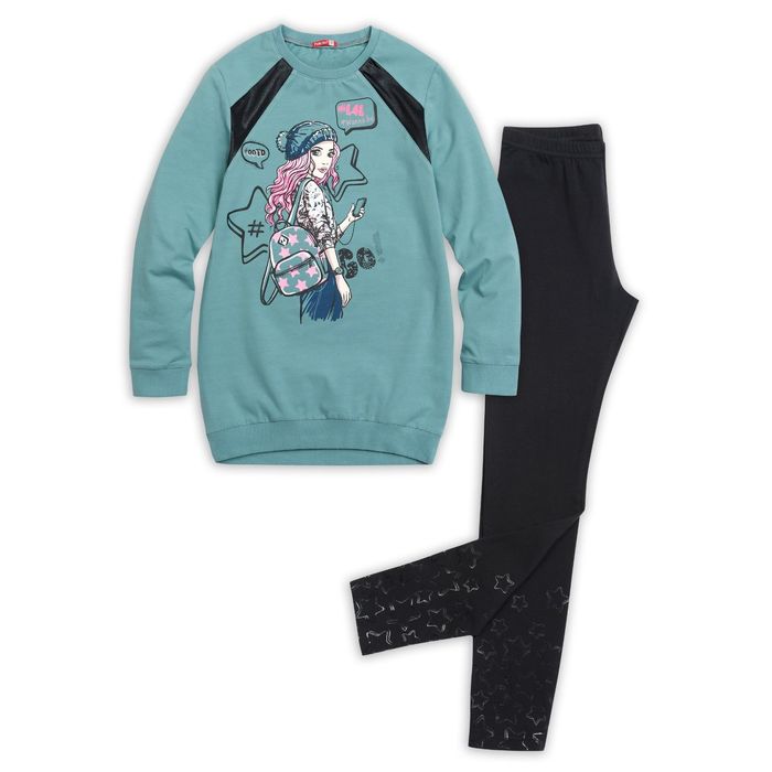 Комплект для девочки, рост 134 см, цвет голубой