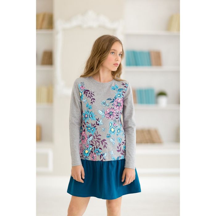 Платье для девочки, рост 116 см, цвет серый