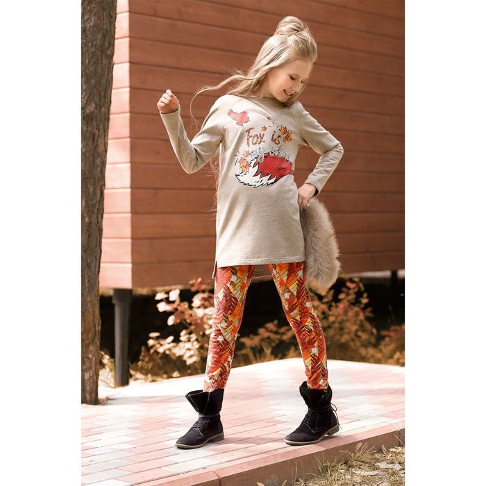 Брюки для девочки, рост 140 см, цвет оранжевый