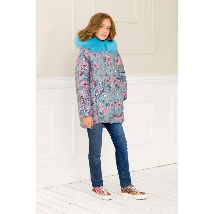 Пальто для девочки, рост 146 см, цвет голубой