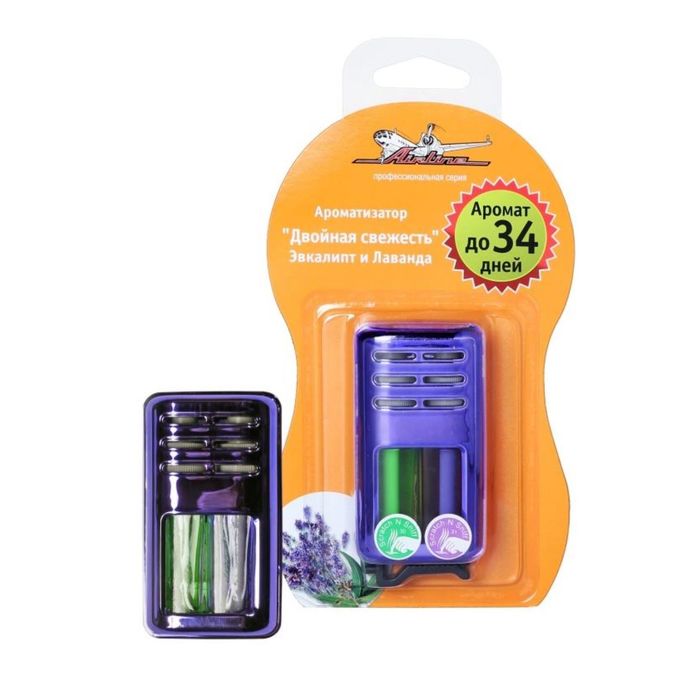 Ароматизатор на дефлектор гелевый "Двойная свежесть" эвкалипт и лаванда AF-D03-EL