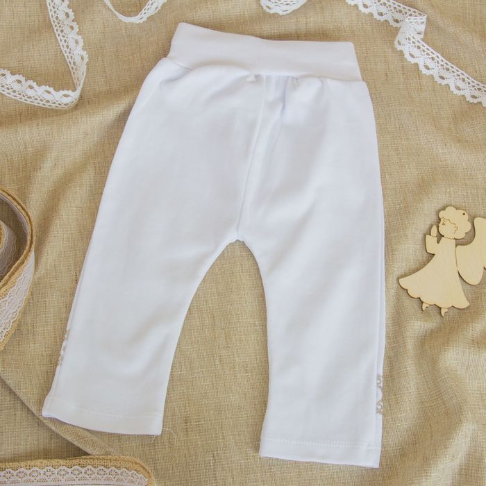 Брюки крестильные, рост 56 см, цвет белый, принт серебристый К101-5_М